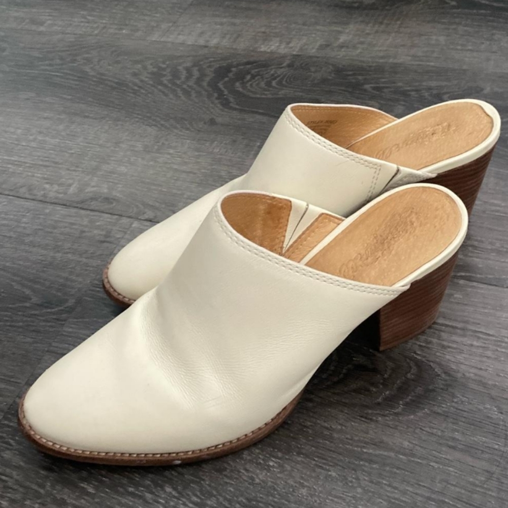 Madewell Harper Leather Mule in White